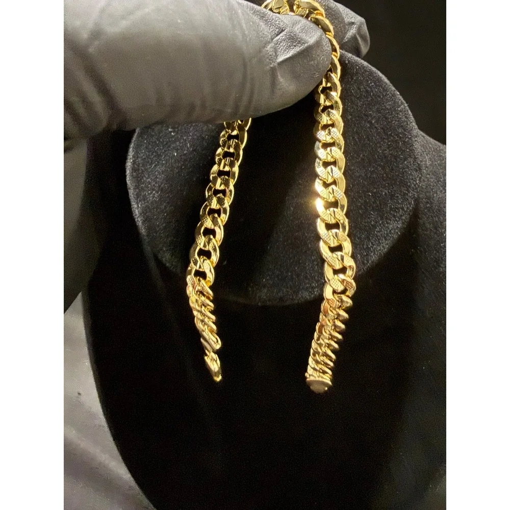concave cuban gold layered bracelet 9 inch 6.5 mm lobster clasp